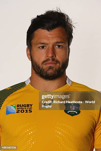 Adam Ashley-Cooper of Australia poses for a portrait during the Australia Rugby World Cup 2015 squad photo call at MacDonald Bath Spa Hotel on...
