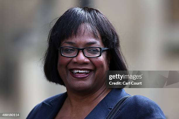 Newly announced Labour Party Shadow Secretary of State for International Development Diane Abbott arrives at Parliament ahead of a debate over the...