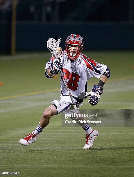 Brent Adams of the Boston Cannons plays against the Rochester Rattlers at Sahlen's Stadium on May 2, 2014 in Rochester, New York. Rochester won 8-7.