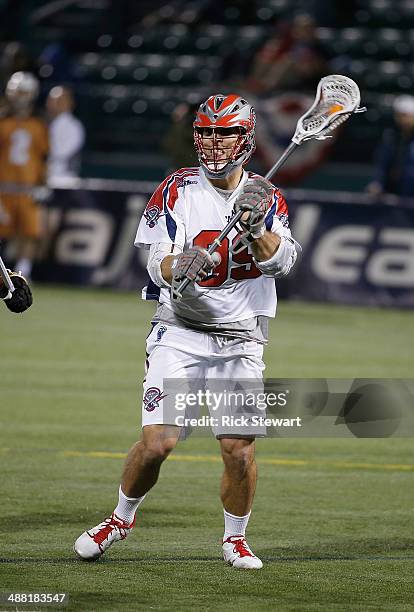 Paul Rabil of the Boston Cannons plays against the Rochester Rattlers at Sahlen's Stadium on May 2, 2014 in Rochester, New York. Rochester won 8-7.