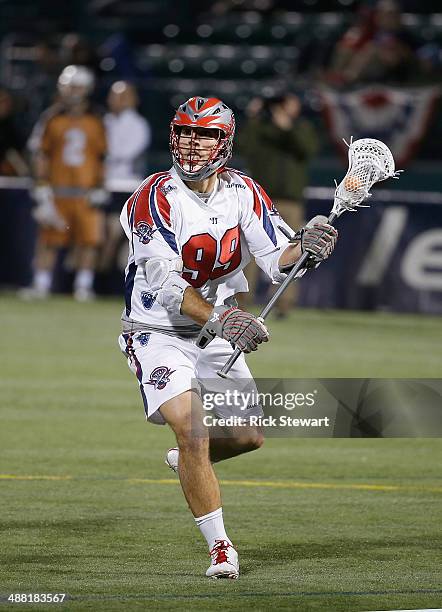 Paul Rabil of the Boston Cannons plays against the Rochester Rattlers at Sahlen's Stadium on May 2, 2014 in Rochester, New York. Rochester won 8-7.