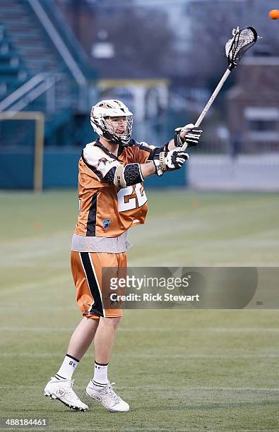 Daniel Hardy of the Rochester Rattlers passes against the Boston Cannons at Sahlen's Stadium on May 2, 2014 in Rochester, New York. Rochester won 8-7.