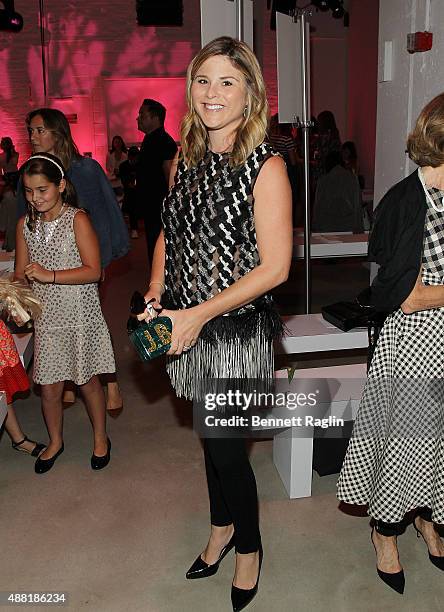 Jenna Bush Hager poses for a picture on the front row at the Lela Rose Fashion Show during Spring 2016at The Gallery, Skylight at Clarkson Sq on...