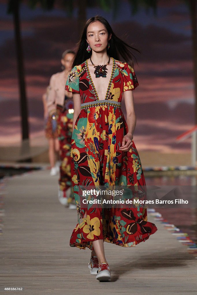 A model walks the runway during the Tommy Hilfiger Women's show as a ...