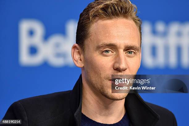 Actor Tom Hiddleston speaks during the "High-Rise" press conference at the 2015 Toronto International Film Festival at TIFF Bell Lightbox on...