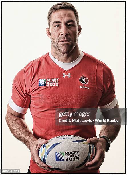 Jamie Cudmore of Canada poses for a portrait during the Canada Rugby World Cup 2015 squad photo call on September 14, 2015 in Swansea, Wales.