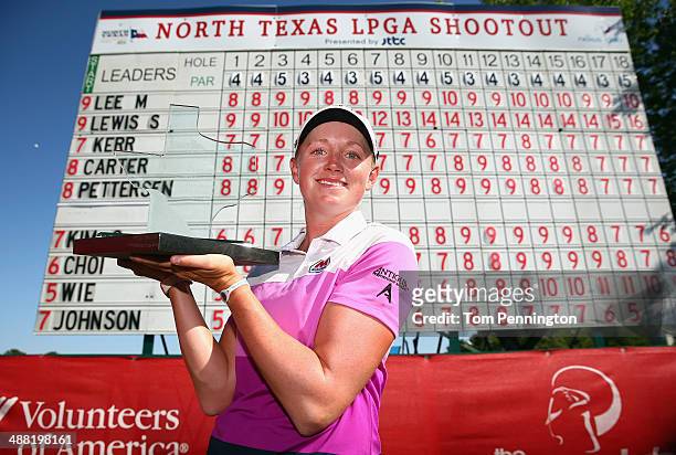 Stacy Lewis poses with the trophy after winning the Final Round of the North Texas LPGA Shootout Presented by JTBC at the Las Colinas Country Club on...