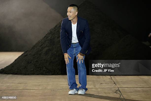 Designer Phillip Lim walks the runway at the 3.1 Phillip Lim Spring 2016 show during New York Fashion Week at Pier 94 on September 14, 2015 in New...