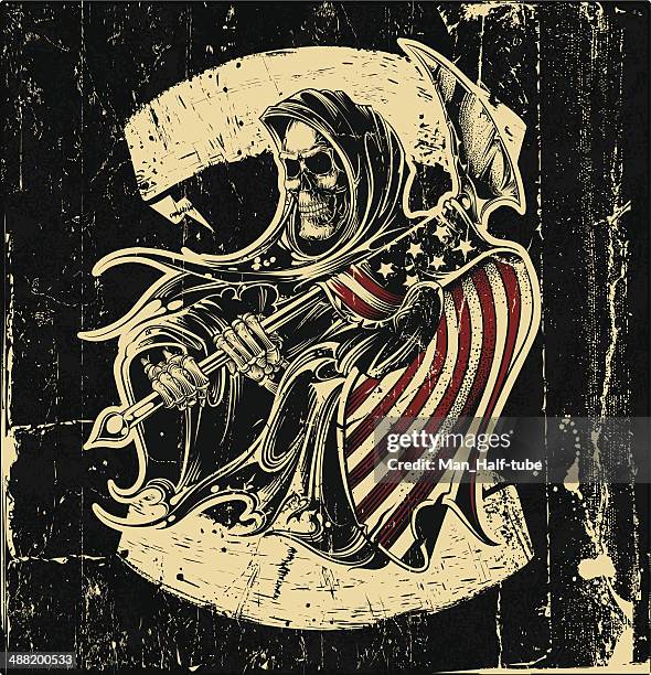 motorrad-aufnäher - tod stock-grafiken, -clipart, -cartoons und -symbole