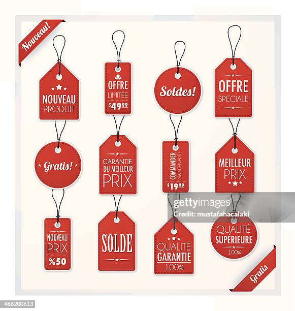 web labels in french - paper corner stock illustrations