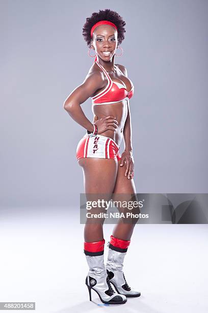 Miami Heat dancer Traci Young poses for a photo on September 21, 2010 at American Airlines Arena, in Miami, Florida. NOTE TO USER: User expressly...