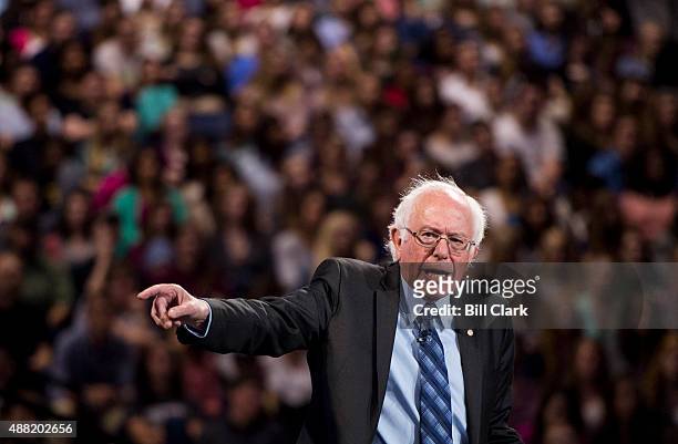 Presidential candidate Sen. Bernie Sanders, I-Vt., speaks at Liberty University's Convocation in Lynchburg, Va., on Monday, Sept. 14, 2015.