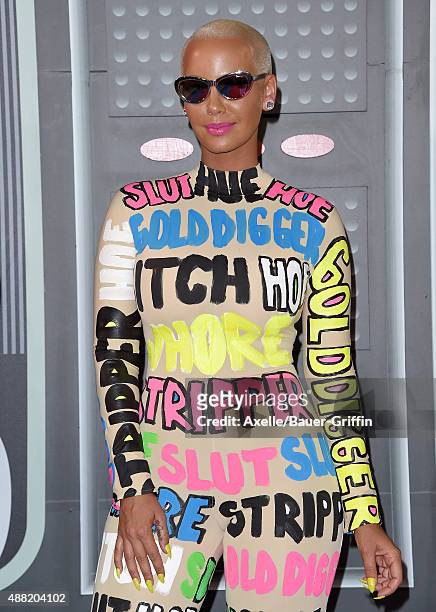 Model Amber Rose arrives at the 2015 MTV Video Music Awards at Microsoft Theater on August 30, 2015 in Los Angeles, California.