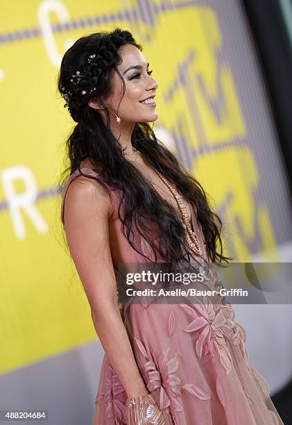 Actress Vanessa Hudgens arrives at the 2015 MTV Video Music Awards at Microsoft Theater on August 30, 2015 in Los Angeles, California.