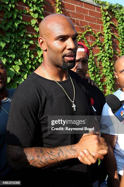 Chicago Bears running back Matt Forte is interviewed about his 'What's Your Forte' Foundation's 'Back To School Book Bag Giveaway' on Chicago's South...