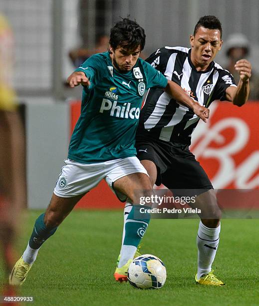 Alex Silva of Atletico MG and Tiago Real of Goias battle for the ball during a match between Atletico MG and Goias as part of Brasileirao Series A...