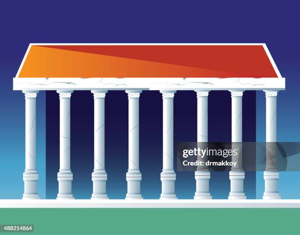 ancient temple - pediment stock illustrations