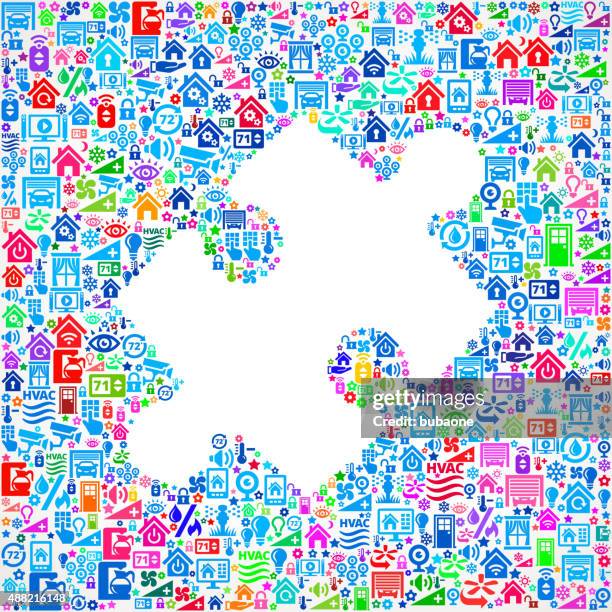 puzzle piece on home automation and security vector background - hvac background stock illustrations