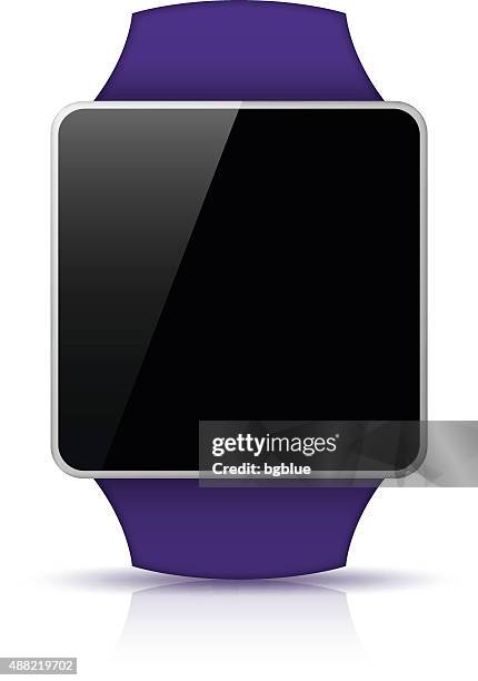 purple smart watch auf weißem hintergrund - réseau social stock-grafiken, -clipart, -cartoons und -symbole