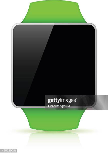 grüne smart watch auf weißem hintergrund - réseau social stock-grafiken, -clipart, -cartoons und -symbole