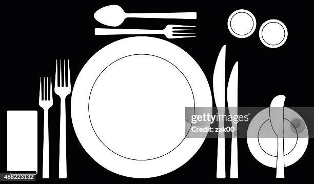 place setting - fine dining table setting stock illustrations