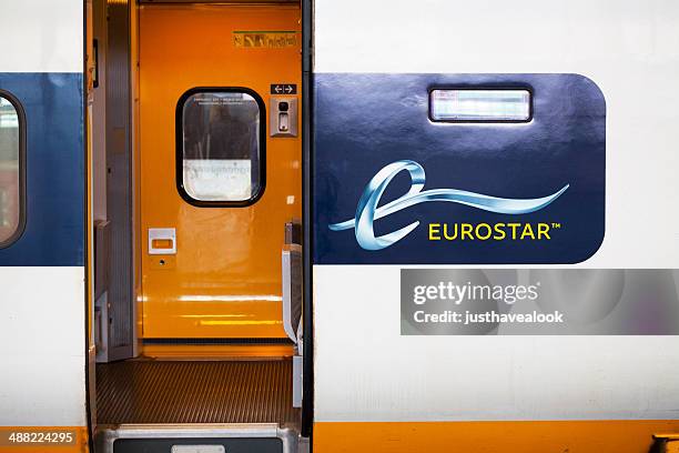 open door of eurostar train - eurostar stock pictures, royalty-free photos & images