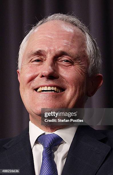 Malcolm Turnbull speaks to the media after winning the leadership ballot at Parliament House on September 14, 2015 in Canberra, Australia. Malcolm...