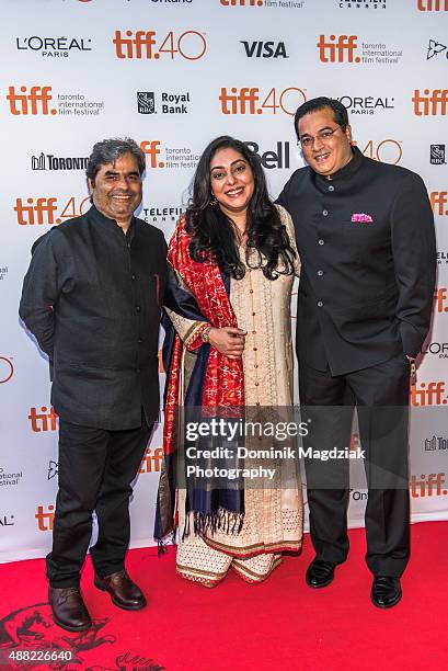 Producer Vishal Bhardwaj, director Meghna Gulzar and guest attend the 'Guilty' photo call during the Toronto International Film Festival at the...