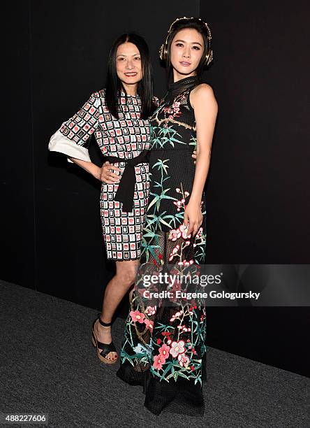 Vivienne Tam attends the Vivienne Tam - Front Row & Backstage - Spring 2016 New York Fashion Week: The Shows at The Arc, Skylight at Moynihan Station...