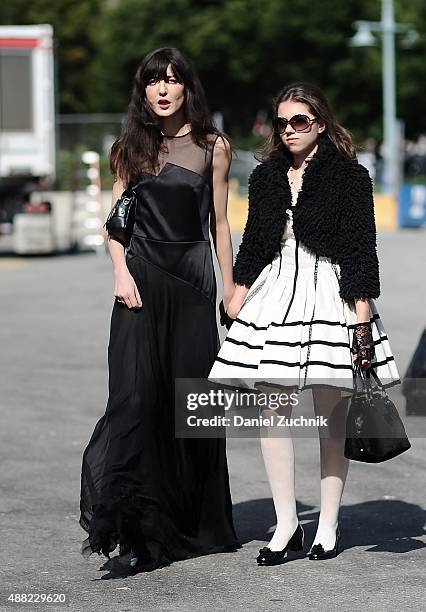 Irina Lazareanu is seen outside the 3.1 Phillip Lim show on September 14, 2015 in New York City.