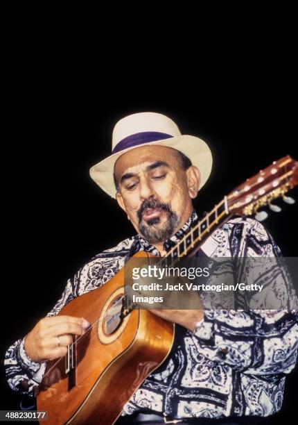 Cuban musician Pancho Amat plays tres with the band Cubanismo during the JVC Jazz Festival's 'Habana, New York' concert at Hammerstein Ballroom, New...