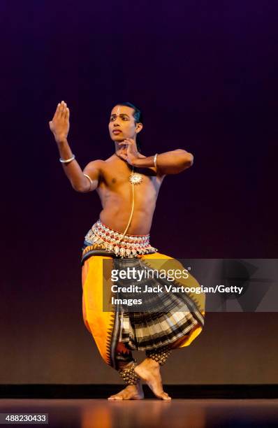 Indian dancer Rahul Acharya performs a dance, in Odissi style, during the World Music Institute's 'Dancing The Gods' series at New York University's...