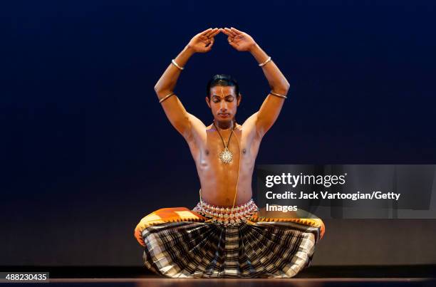 Indian dancer Rahul Acharya performs a dance, in Odissi style, during the World Music Institute's 'Dancing The Gods' series at New York University's...