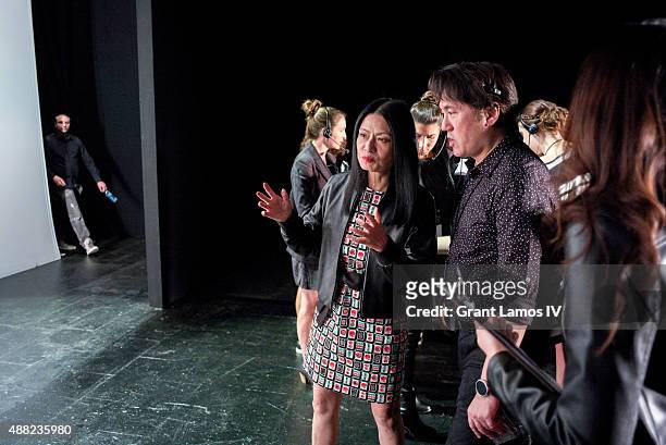 Designer Vivienne Tam at her show during the Spring 2016 New York Fashion Week: The Shows at The Arc, Skylight at Moynihan Station on September 14,...