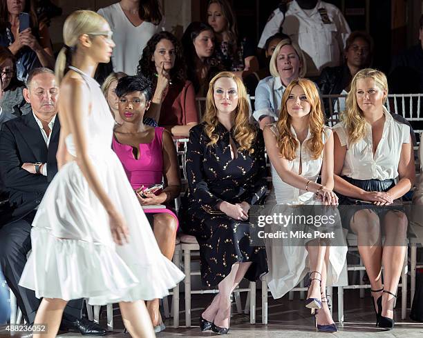 John Dempsey, Jennifer Hudson, Christina Hendricks, Bella Thorne and Amy Schumer attend the Zac Posen Spring 2016 fashion show during New York...