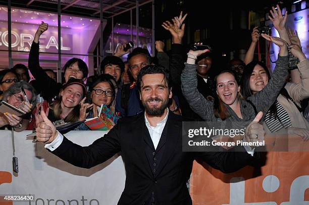 Actor Allan Hawco attends the "Hyena Road" premiere during the 2015 Toronto International Film Festival at Roy Thomson Hall on September 14, 2015 in...