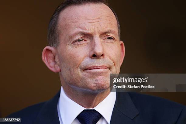 Tony Abbott addresses media for the last time as Prime Minister at Parliament House on September 15, 2015 in Canberra, Australia. Tony Abbott lost...