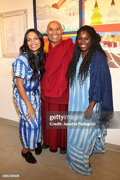 Rosario Dawson, Rinpon Che Kem and Abrima Erwiah attend Studio 189 Presentation at Spring 2016 New York Fashion Week:The Shows on September 14, 2015...