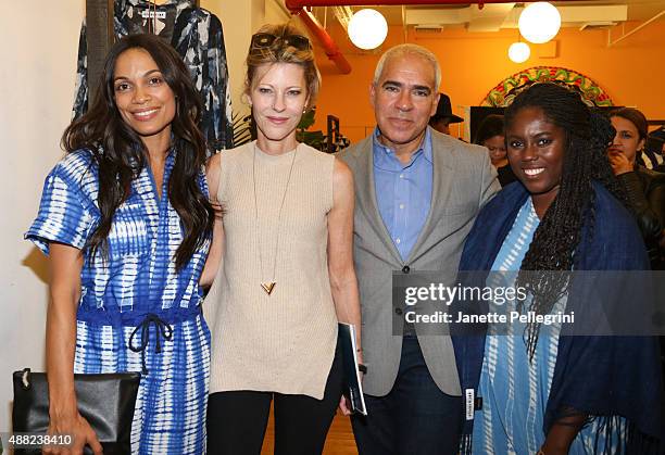 Rosario Dawson, Robbie Myers and Abrima Erwiah attend Studio 189 Presentation at Spring 2016 New York Fashion Week:The Shows on September 14, 2015 in...