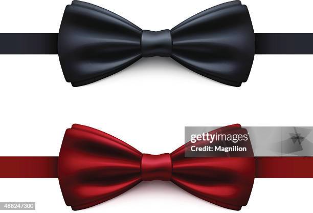 ilustraciones, imágenes clip art, dibujos animados e iconos de stock de corbata de moño rojo y negro - pajarita