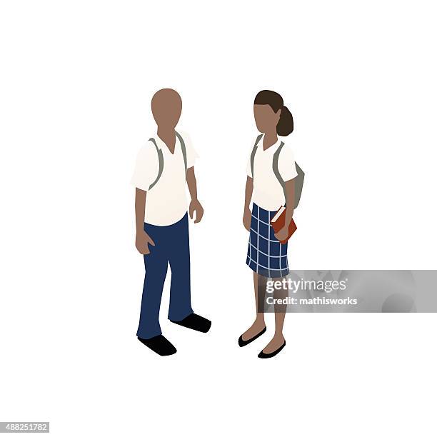 school children in uniformen illustrationen - school uniform stock-grafiken, -clipart, -cartoons und -symbole