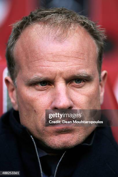 Ajax Assistant Coach, Dennis Bergkamp looks on prior to the Eredivisie match between Ajax Amsterdam and NEC Nijmegen at Amsterdam Arena on May 3,...