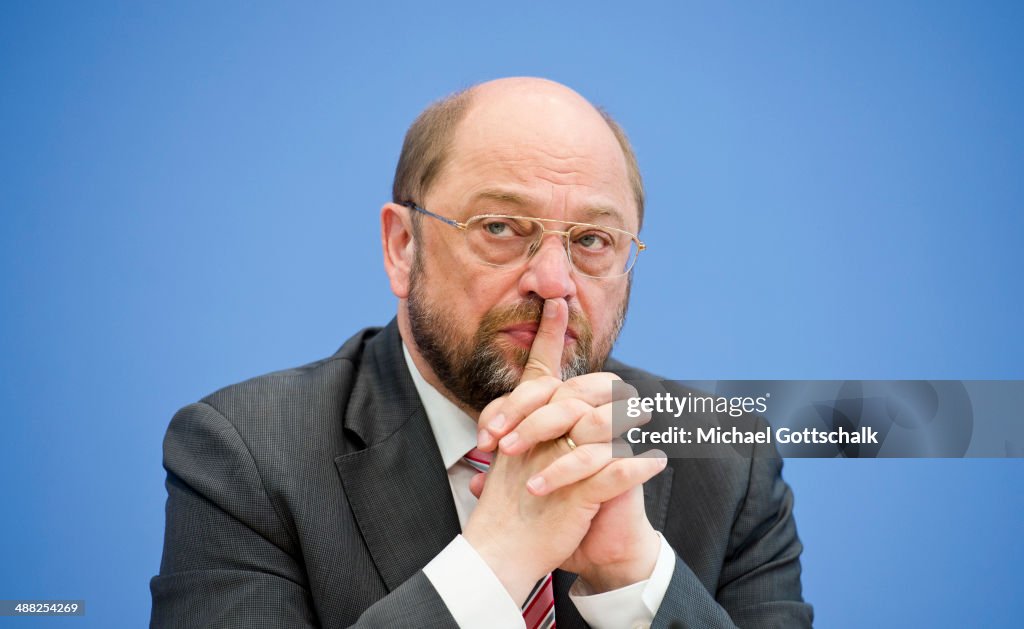 Press Conference With Martin Schulz and Sigmar Gabriel