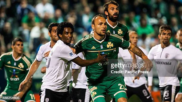 Panathinaikos draws 1-1 with PAOK on the second day of the play-offs of the Greek Football Championship. The game was played in the Apostolos...