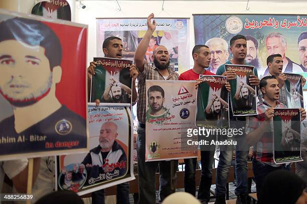 Families of Palestinian prisoners held in Israeli jails, stage a protest rally to demand the release of prisoners outside the International Committee...