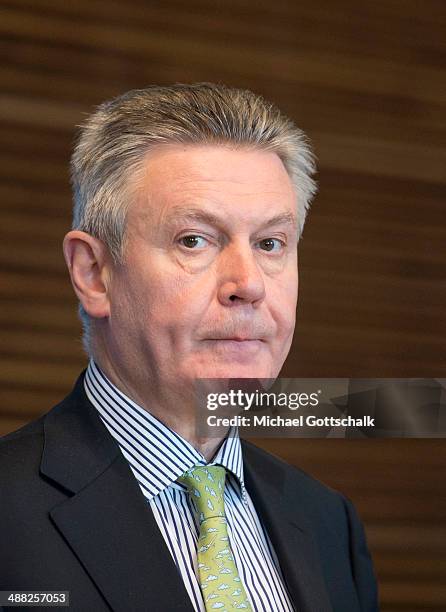 European Commissioner for Trade, Karel De Gucht, attends a meeting with the press after a panel discussion on Transatlantic Free Trade Agreement in...