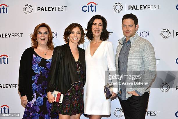 Donna Lynne Champlin, Rachel Bloom, Aline Brosh McKenna and Santino Fontana attend The Paley Center for Media's PaleyFest 2015 Fall TV preview of The...