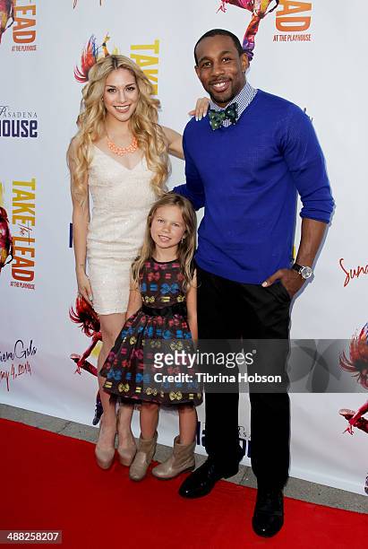 Allison Holker, Weslie Fowler and Stephen Boss attend the Pasadena Playhouse's premiere gala at Pasadena Playhouse on May 4, 2014 in Pasadena,...