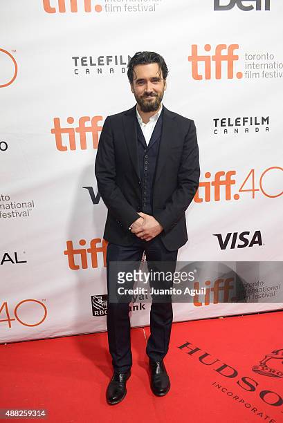 Actor Allan Hawco attends the premiere of 'Hyena Road' at Roy Thomson Hall on September 14, 2015 in Toronto, Canada.