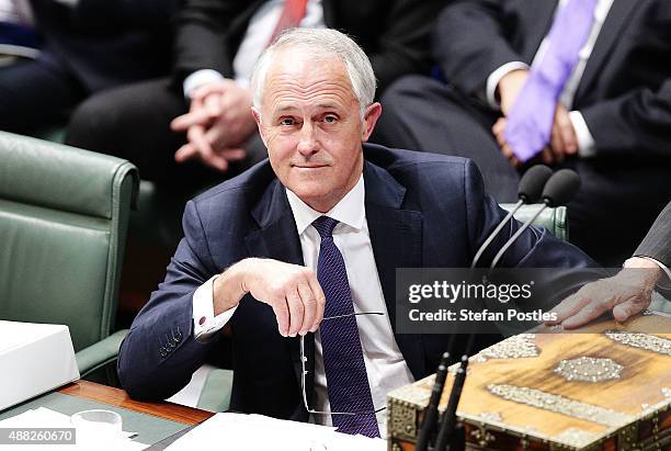 Prime Minister Malcolm Turnbull during House of Representatives question time at Parliament House on September 15, 2015 in Canberra, Australia....